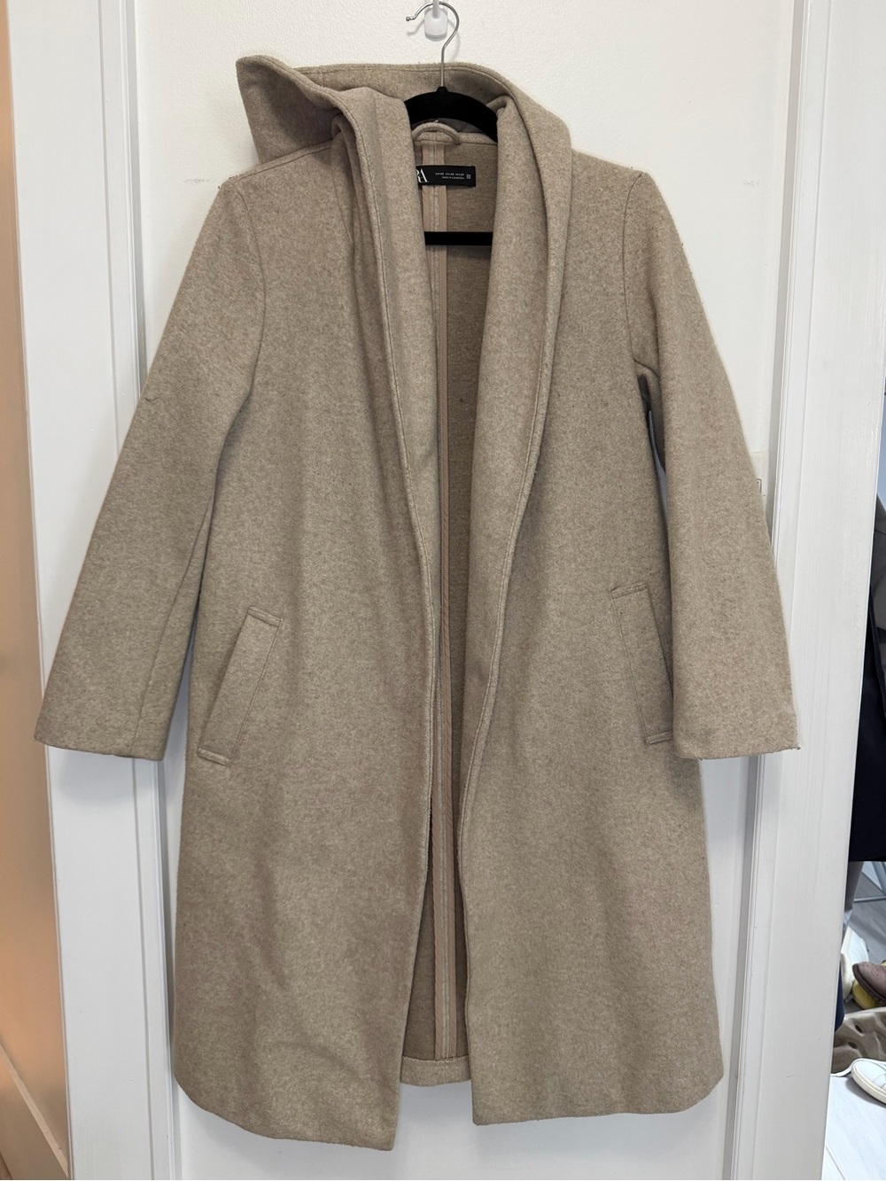 ZARA - Woman Beige Hooded Soft Coat